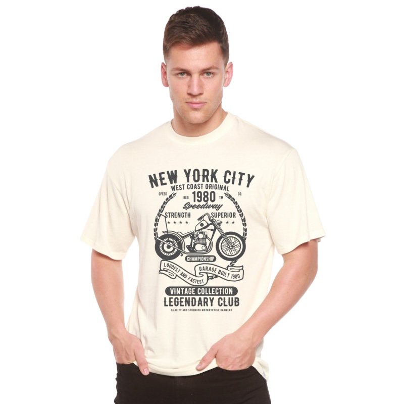 New York City Spun Bamboo Men’s Bamboo Viscose/Organic Cotton Short Sleeve Graphic T-Shirt Medium Black