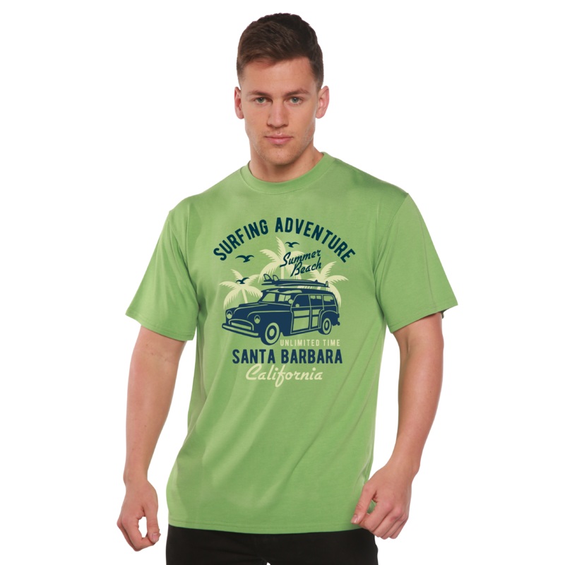 Surfing Adventure Spun Bamboo Men’s Bamboo Viscose/Organic Cotton Short Sleeve Graphic T-Shirt Medium Black