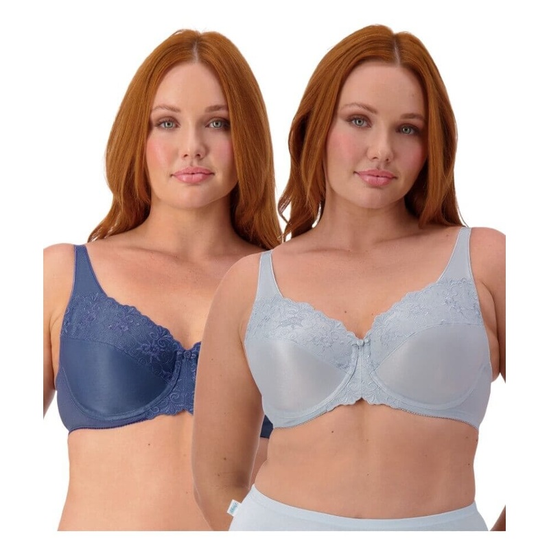 Triumph Embroidered Minimiser Bra 2 Pack – Indigo/Pearl 34D