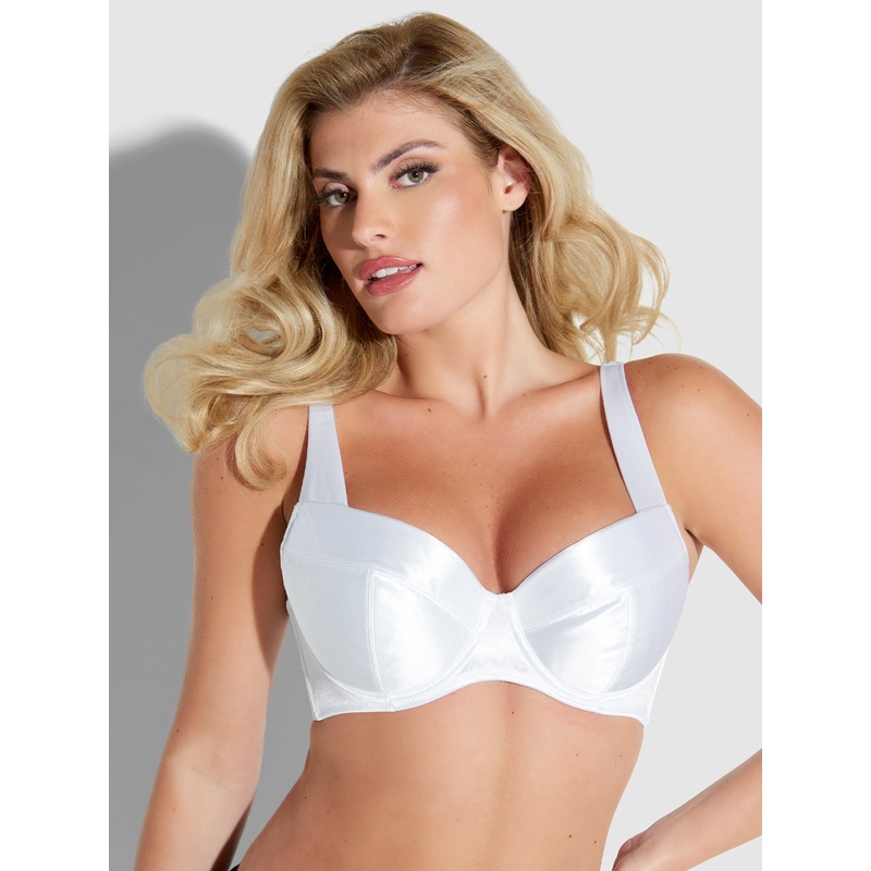 Va Va Voom Satin Full Figure Push Up Bra White 32 D