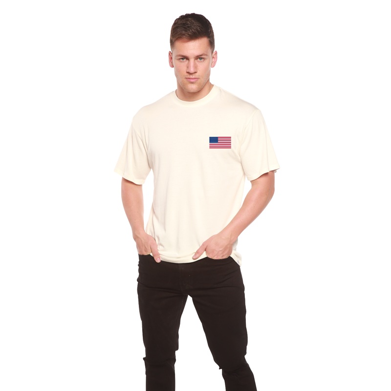 American Flag Men’s Bamboo Viscose/Organic Cotton Short Sleeve Graphic T-Shirt Medium Black
