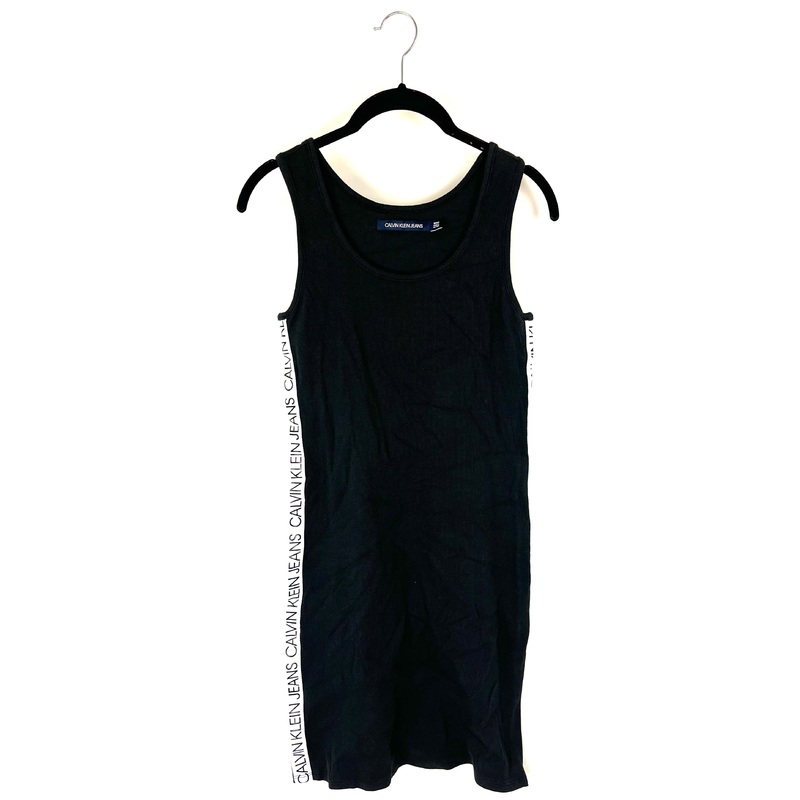 Black Ribbed Crew Neck Tank Top Dress – Size 2/4