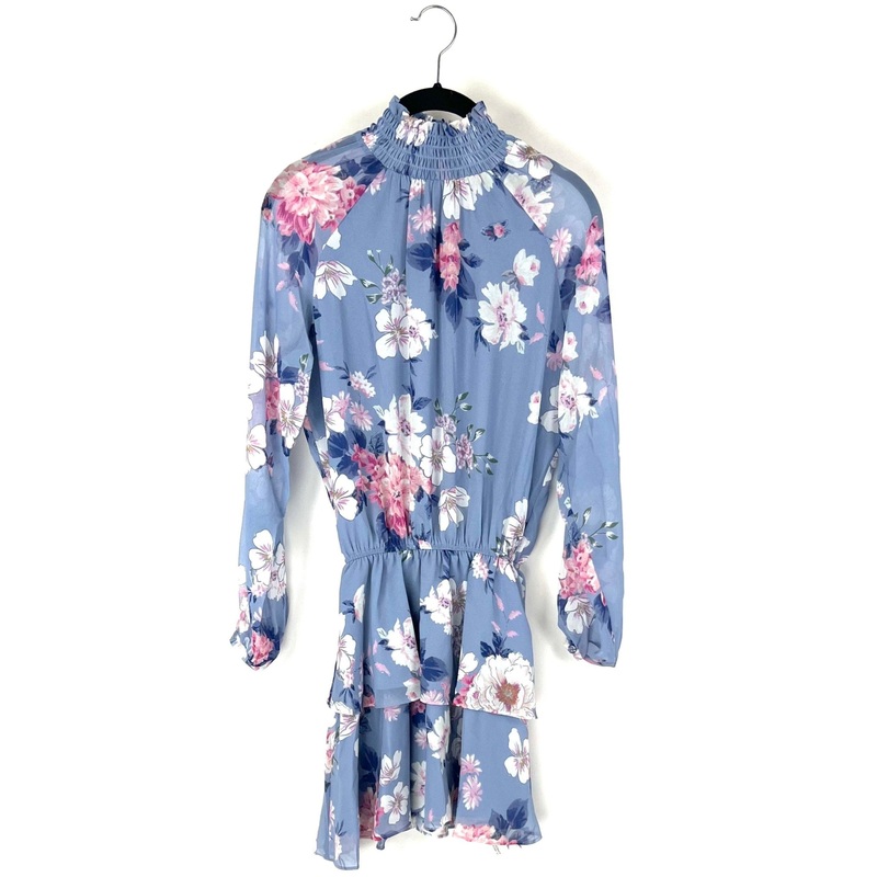 Light Blue Floral Long Sleeve Mini Dress – Extra Extra Small