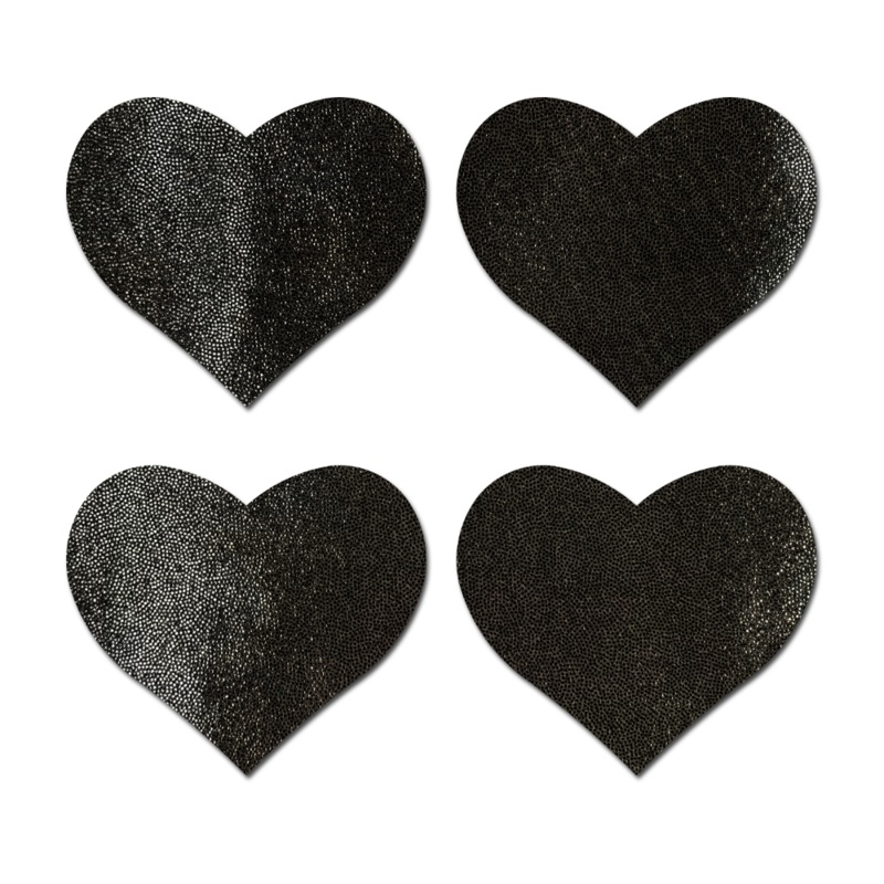 Petites: Two-Pair Small Liquid Hearts Nipple Pasties by Pastease Black