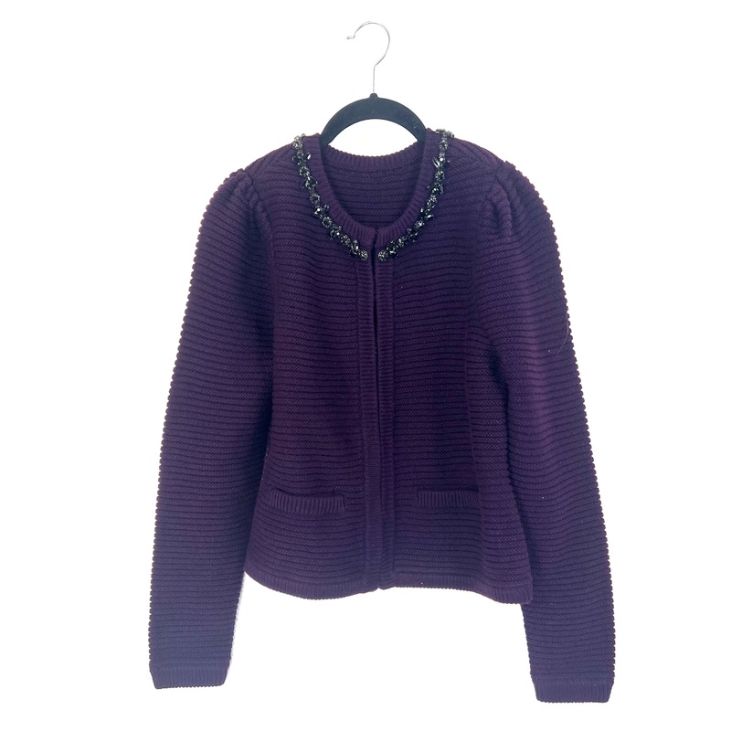 Purple and Black Gem Neckline Cardigan – Size 4/6