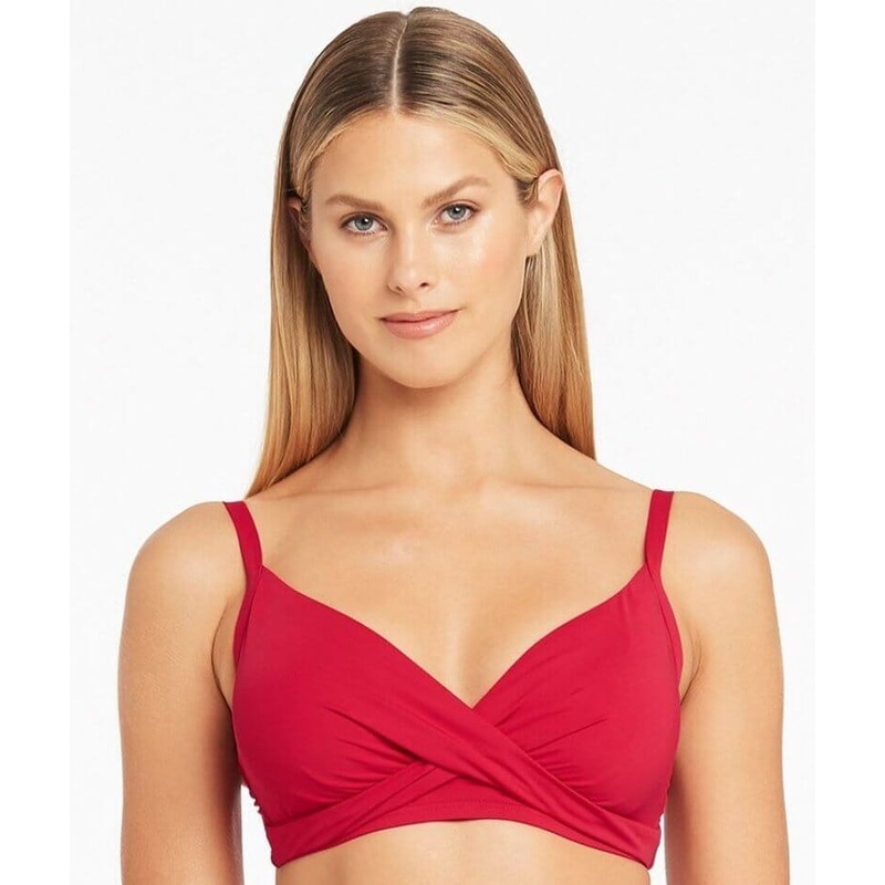 Sea Level Eco Essentials Twist Front DD-E Cup Bikini Top – Red 4