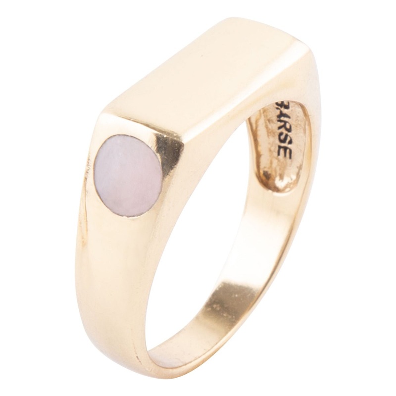 Signet Pink Opal and Bronze In The Hole Ring 6