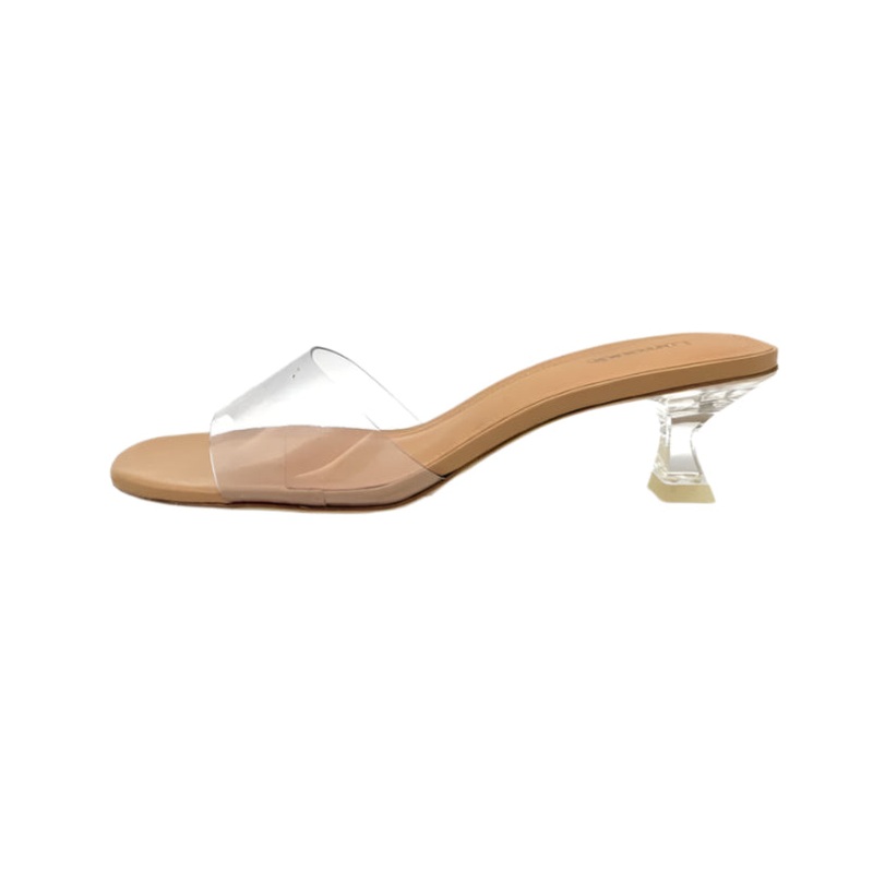 Tan And Clear Mule – 5 and 6 5 – slight mark on bottom of shoe