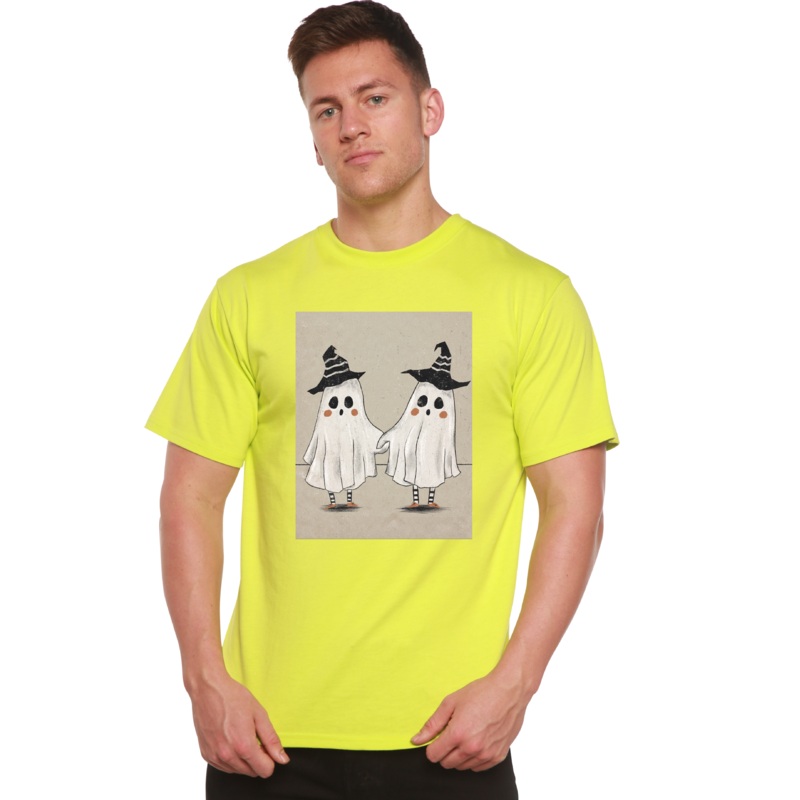 Cute Ghost Men’s Bamboo Viscose/Organic Cotton Short Sleeve Graphic T-Shirt Medium Black
