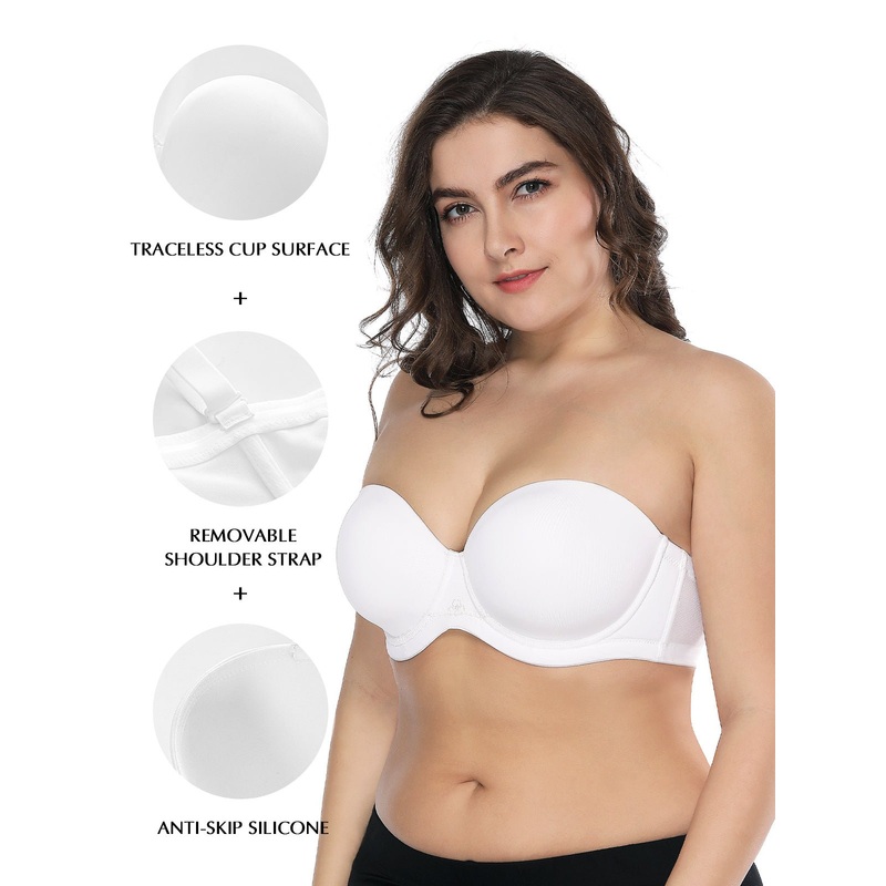 Full Figure Strapless Underwire Multiway Contour Bra White 32B/70B