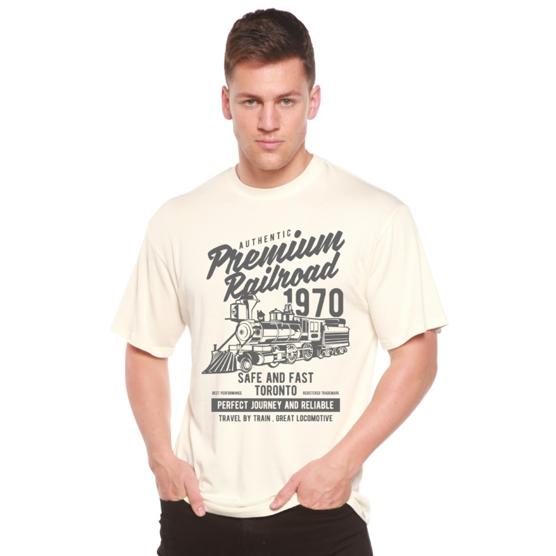 Premium Railroad Spun Bamboo Men’s Bamboo Viscose/Organic Cotton Short Sleeve Graphic T-Shirt Medium Black