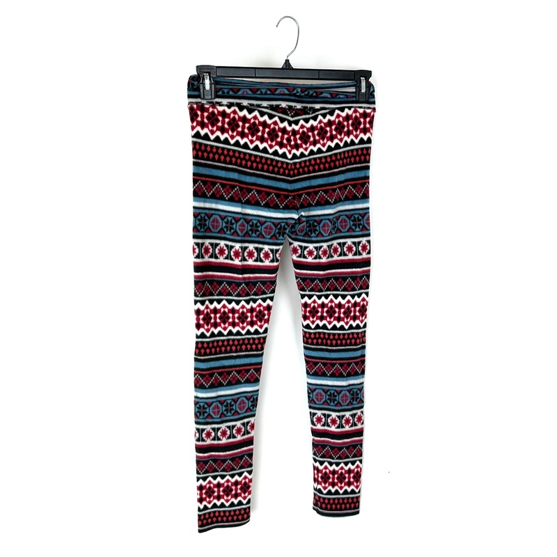 Red and Blue Fleece Geometric Print Leggings – Size 2/4