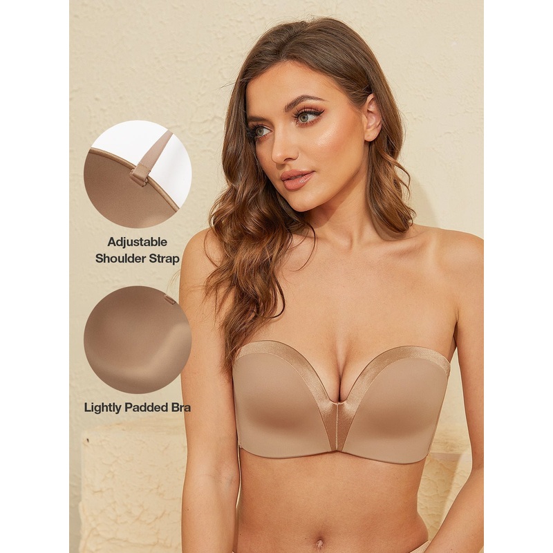 Strapless Wirefree Multiway Push Up Bra Brown 32B/70B
