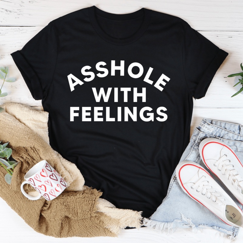 With Feelings Tee Black Heather S