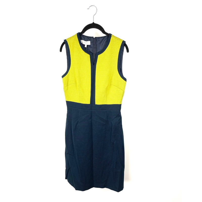 Color Block Green And Navy Blue Dress – Size 6
