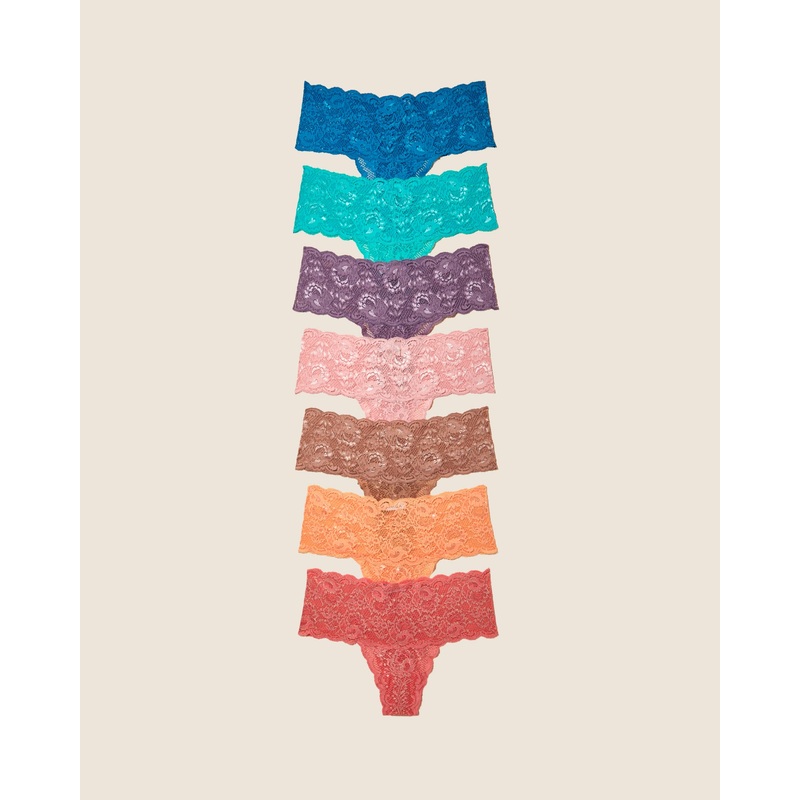 Comfie Tanga 7Er-Pack Andaman Sea Himalyan Sky India Jaipur Pink Rampur Sunset Udalipur Blue Taj Sunrise S/M