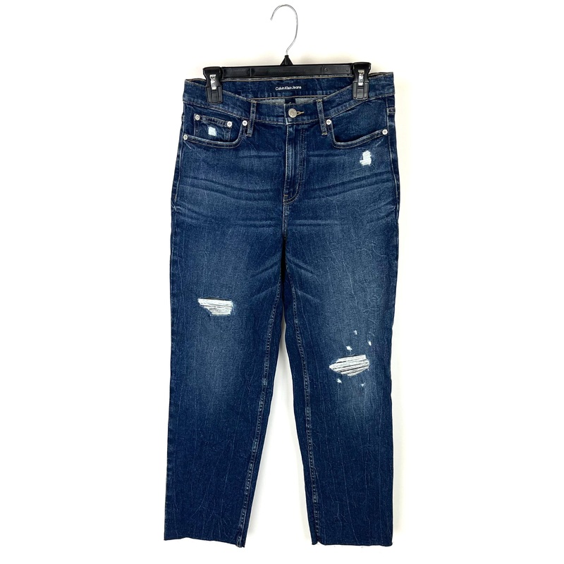 Dark Wash Ripped Jeans – Size 28