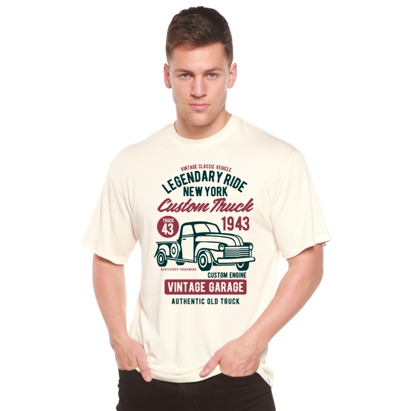 Legendary Ride Custom Truck Men’s Bamboo Viscose/Organic Cotton Short Sleeve Graphic T-Shirt Medium Black