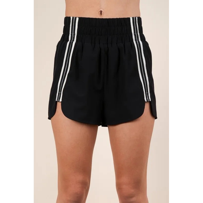 VERY J Striped Trim Detail Activewear Shorts Black S