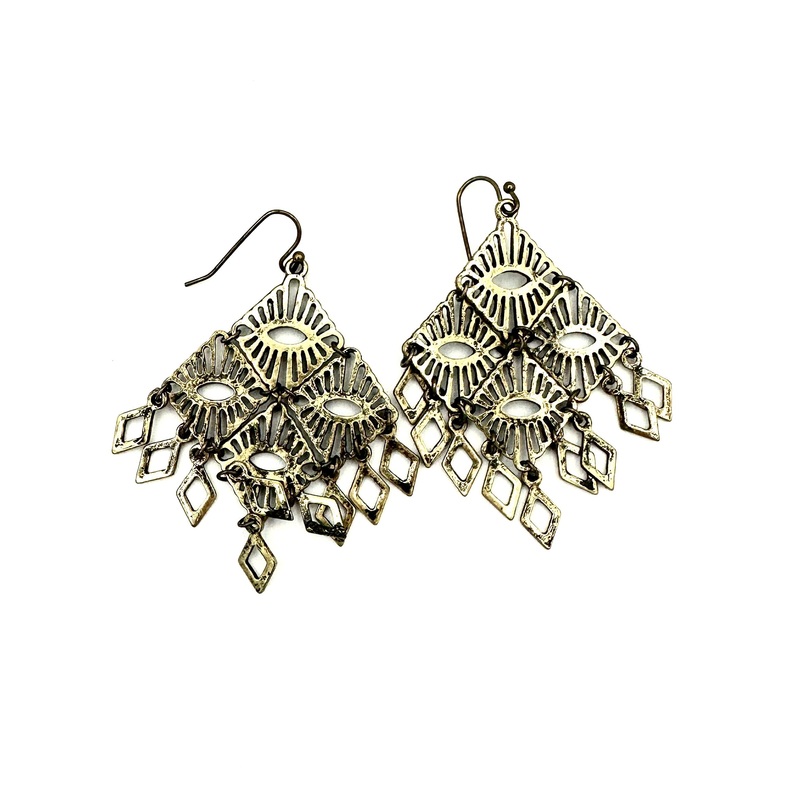 Dark Gold Diamond Shape Earrings