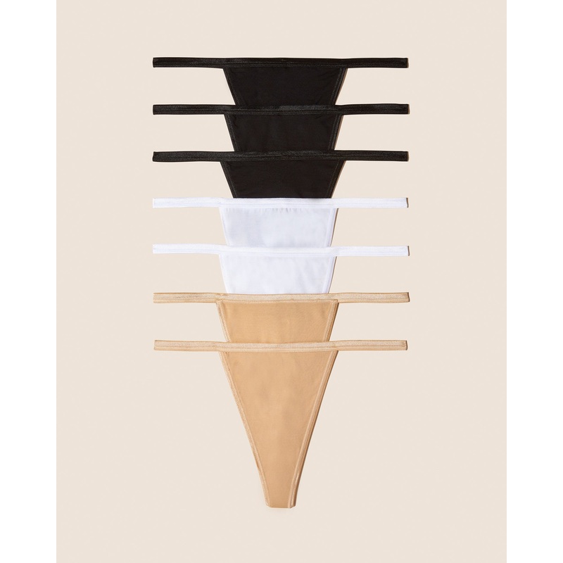 G String 7 Pack Black Otto White One Size