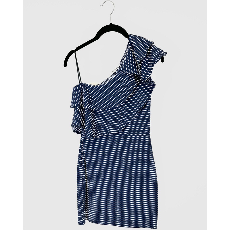 One Shoulder Polka Dot Mini Dress – Small