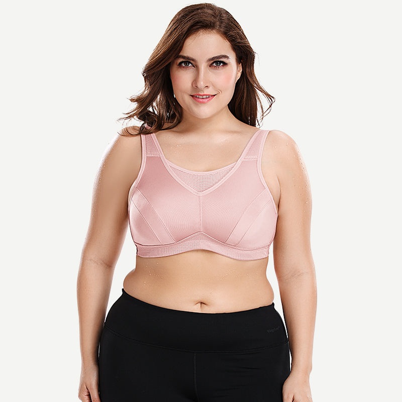 Plus Size High Impact Large Bust Full Coverage Workout Bras Pink 42B/95B