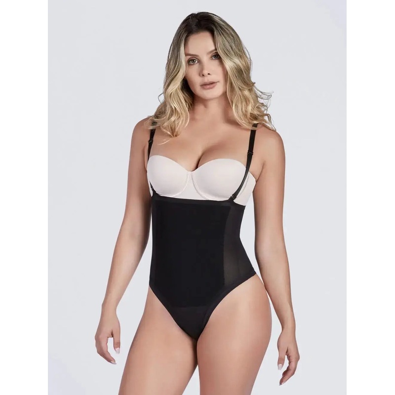 SHAPERLOVE Convertible Strap Thermal Thong Bodysuit Black S