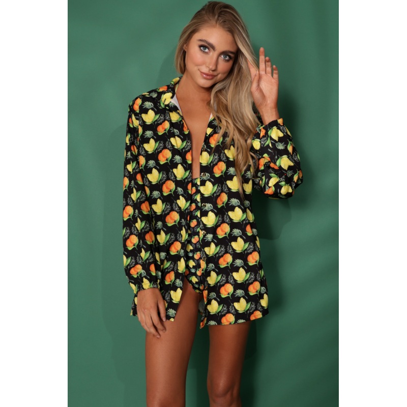 THAYLISE FRUIT PRINT PRINT Cover Up Shirt S