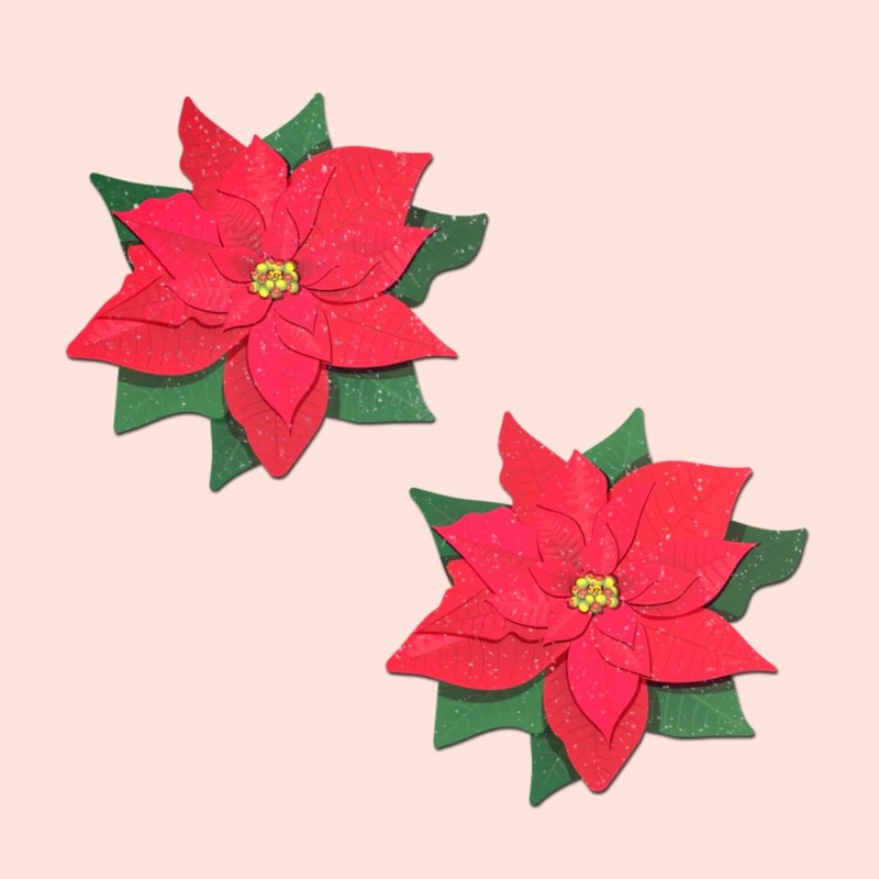 Christmas Winter Poinsettia Red & Green Nipple Pasties by Pastease