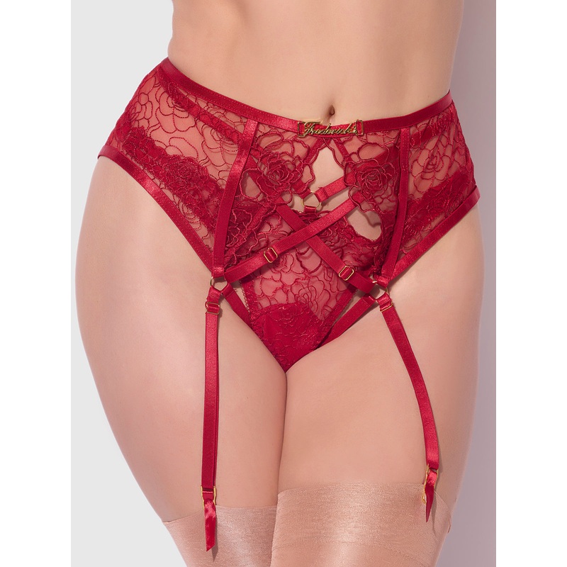 Melrose Embroidered Garter Crimson Red S