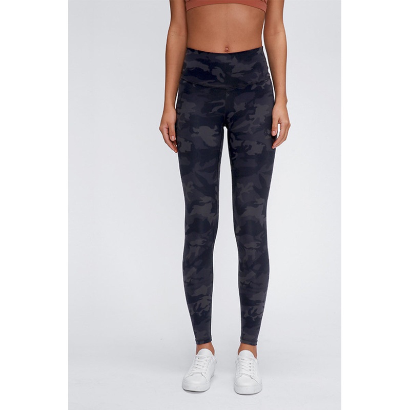 Millennia Wide Seamless Band Waist Sports Leggings Black Cameflage 2