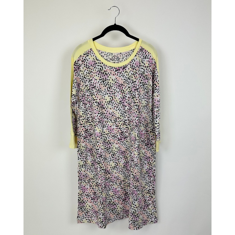 Pastel Leopard Print Long Sleeve Nightgown – Size 6/8 and 10/12 Small (size 6/8)