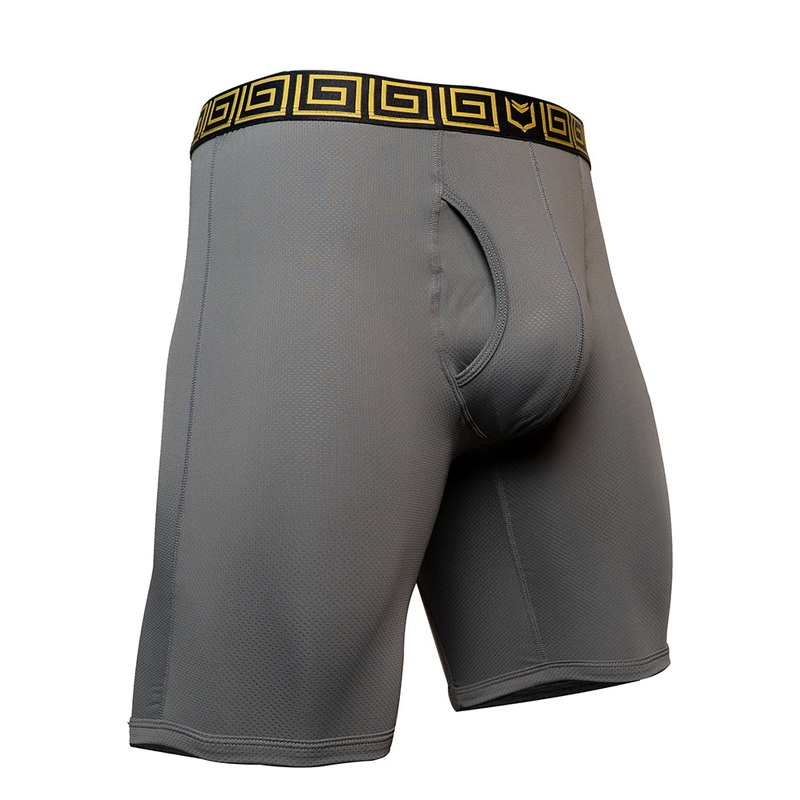 SHEATH V AirFlow 8″ Sports Performance Boxer Brief GRAY & GOLD XS 24-26″
