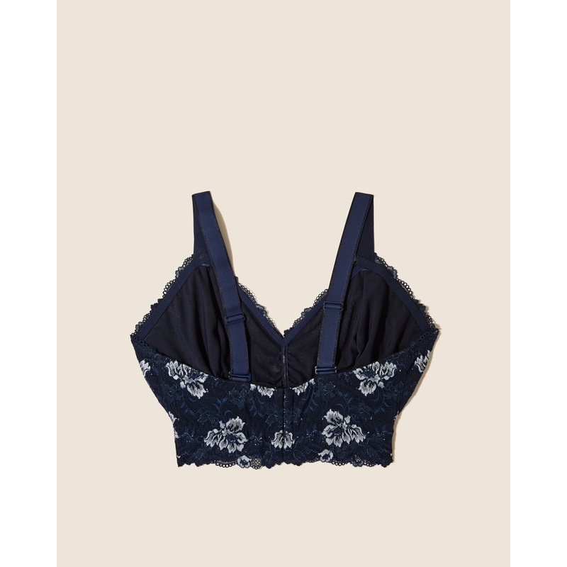 Ultra Curvy Longline Bralette Noct Blue/Ivory XS