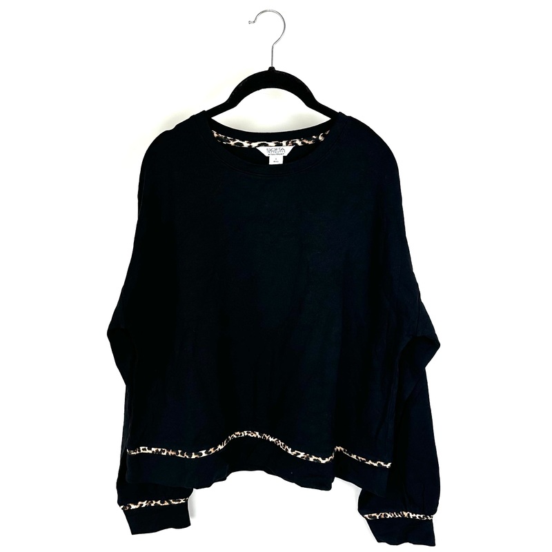 Black and Leopard Print Loungewear Set – Small