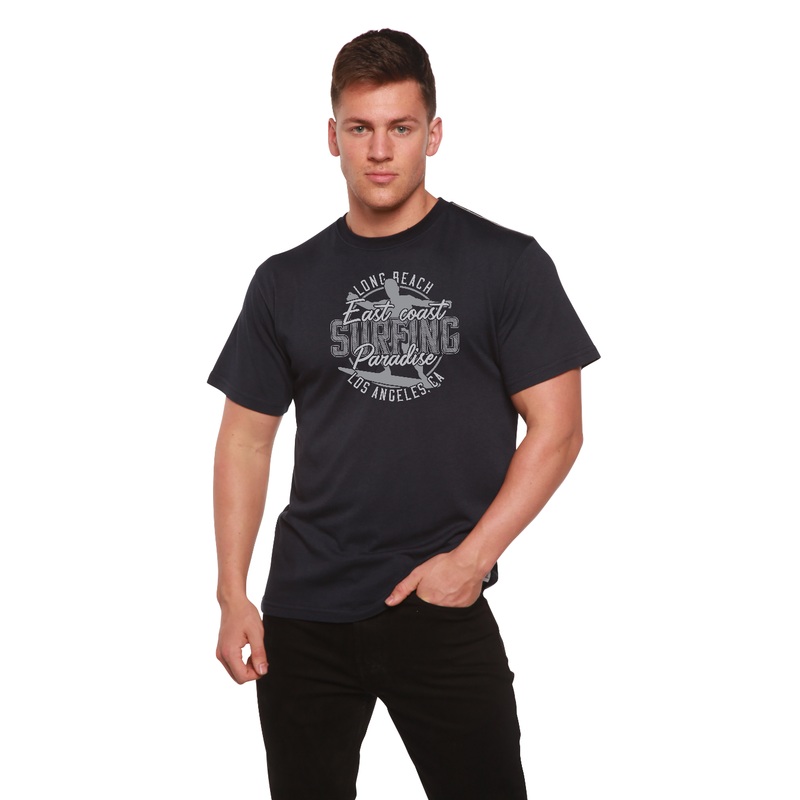 East Coast Paradise Men’s Bamboo Viscose/Organic Cotton Short Sleeve Graphic T-Shirt Medium Black