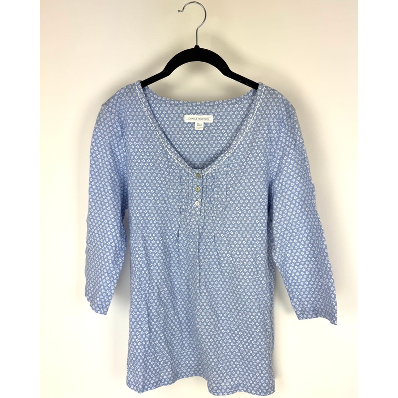 Pastel Blue Floral Pajama Set – Small