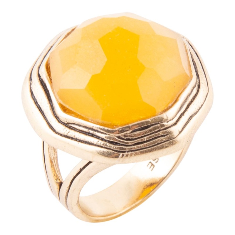 River Rocks Yellow Quartz Golden Statement Ring 6