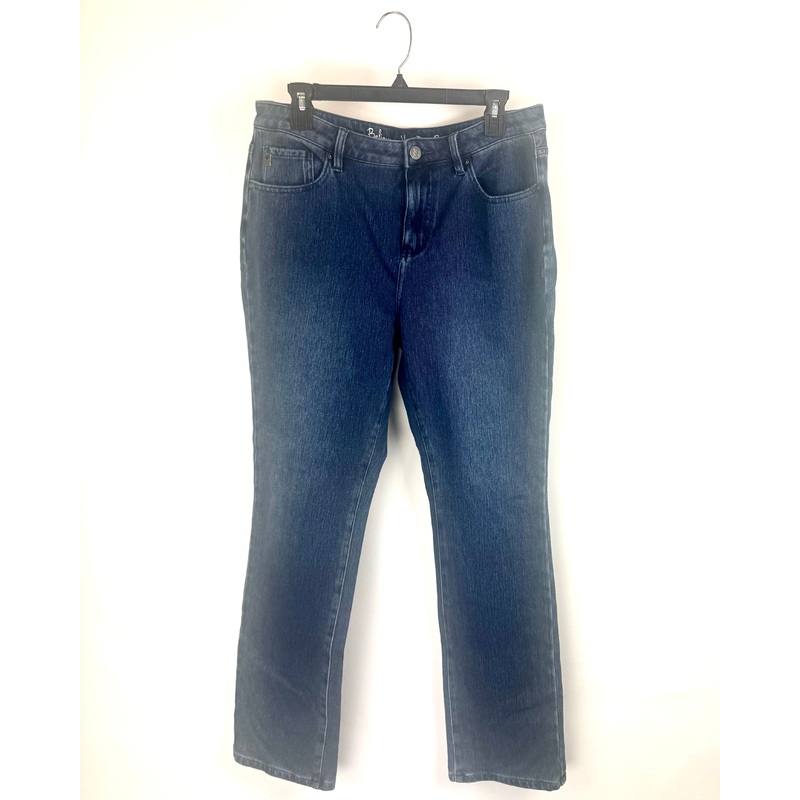 Dark-Wash Straight-Leg Jeans with Button Closure- Size 12