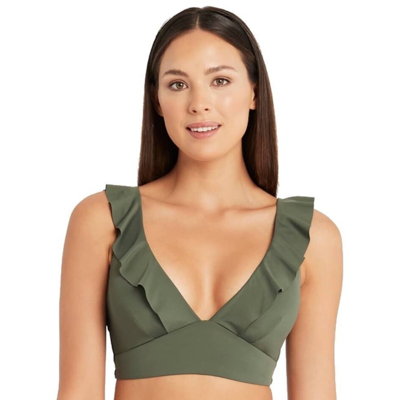 Sea Level Eco Essentials Frill Bikini Top – Khaki 4