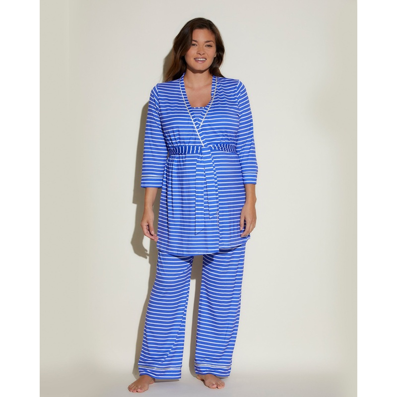 Set Pigiama Premaman Per L’Allattamento Mare Stripe/Limone S
