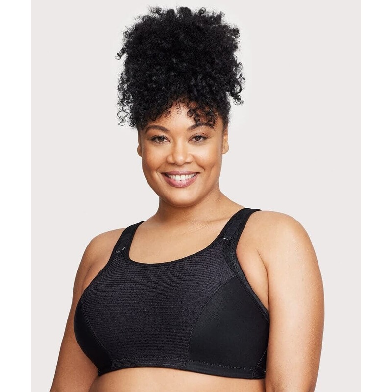 Glamorise Custom Control Wire-Free Sports Bra – Solid Black 32B