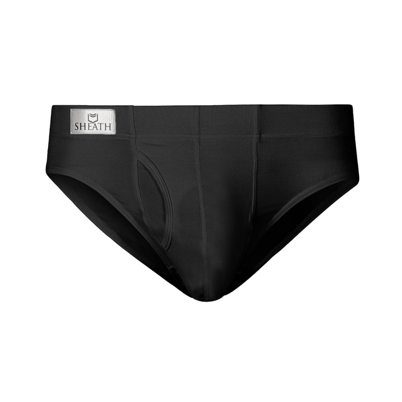 SHEATH Men’s Dual Pouch Briefs BLACK XS 24-26″
