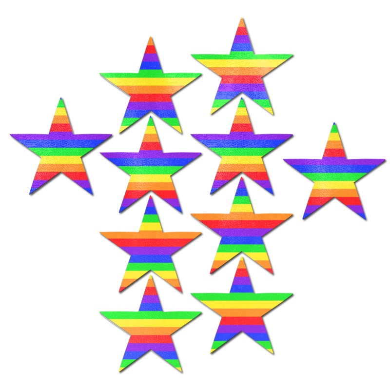 Body Minis: 10 Mini Rainbow Stars Nipple & Body Pasties by Pastease Rainbow