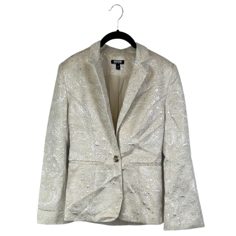 Cream Metallic Jacquard Blazer – Size 00, 0 and 2 Size 00 (size extra extra small)