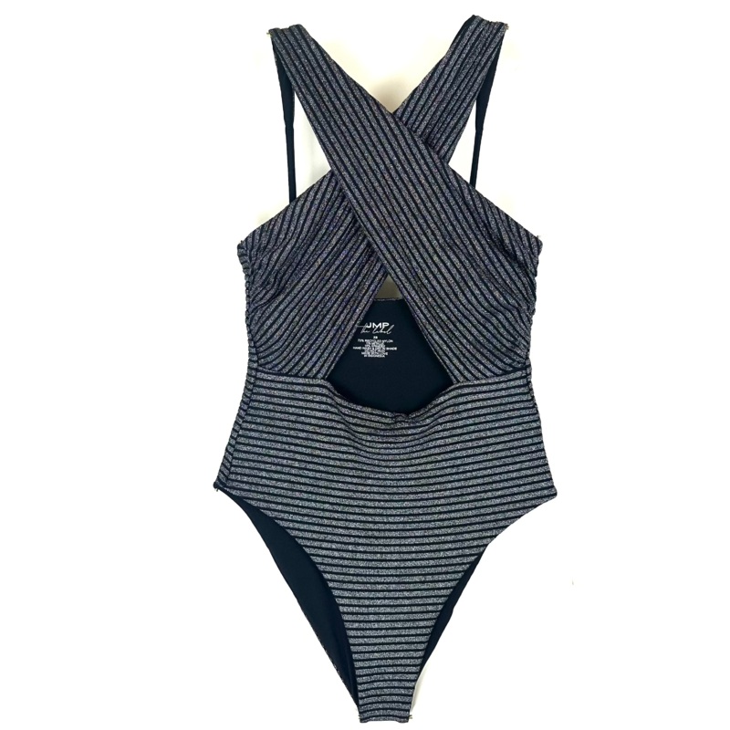 Metallic Black Halter One Piece Swimsuit –  XS Extra Small
