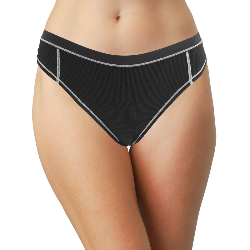 Modal Thong with Contrast Stitch Gray XS