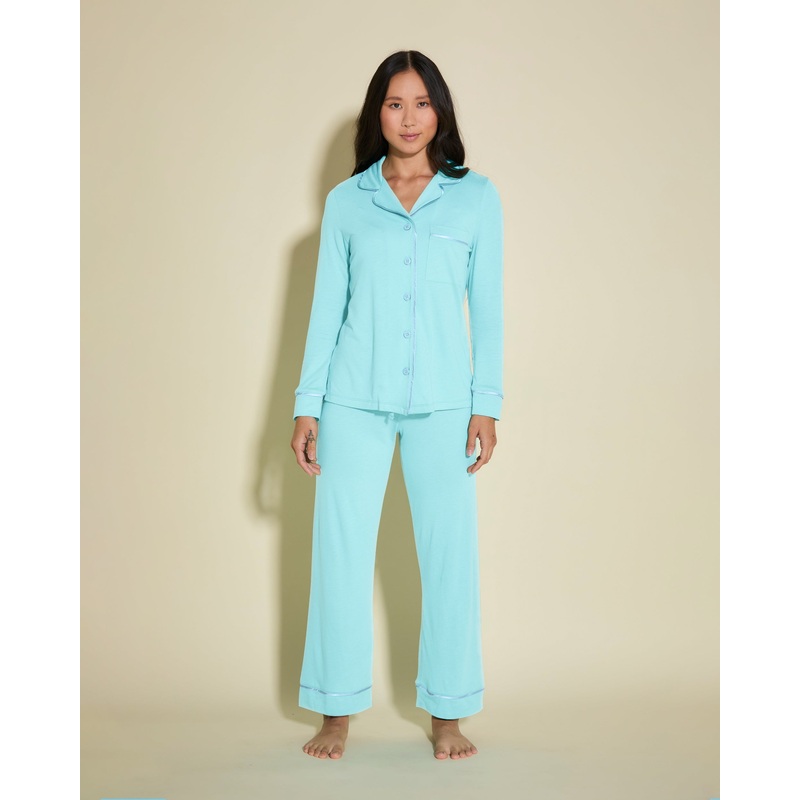 Pigiama Petite Con Top A Maniche Lunghe E Pantaloni TURCHESE/BLU VENEZIA PS