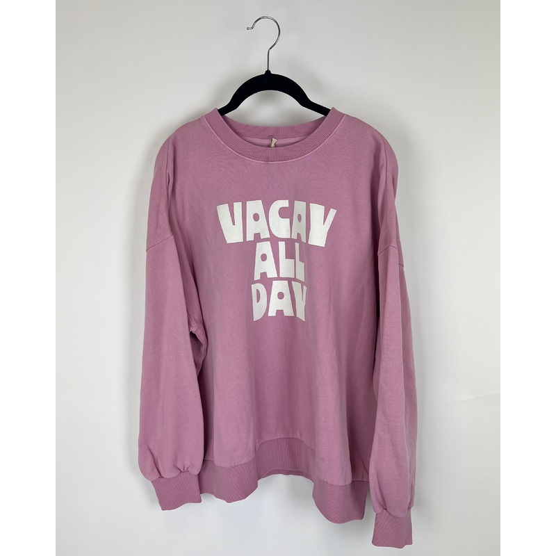 “Vacay All Day” Dusty Pink Crewneck Sweatshirt – Size 4/6